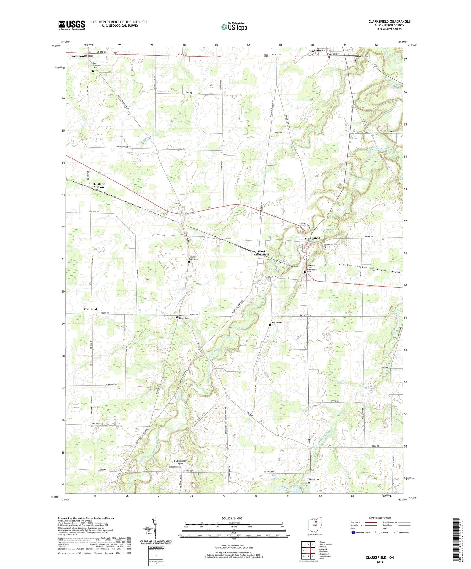 Clarksfield Ohio US Topo Map Image