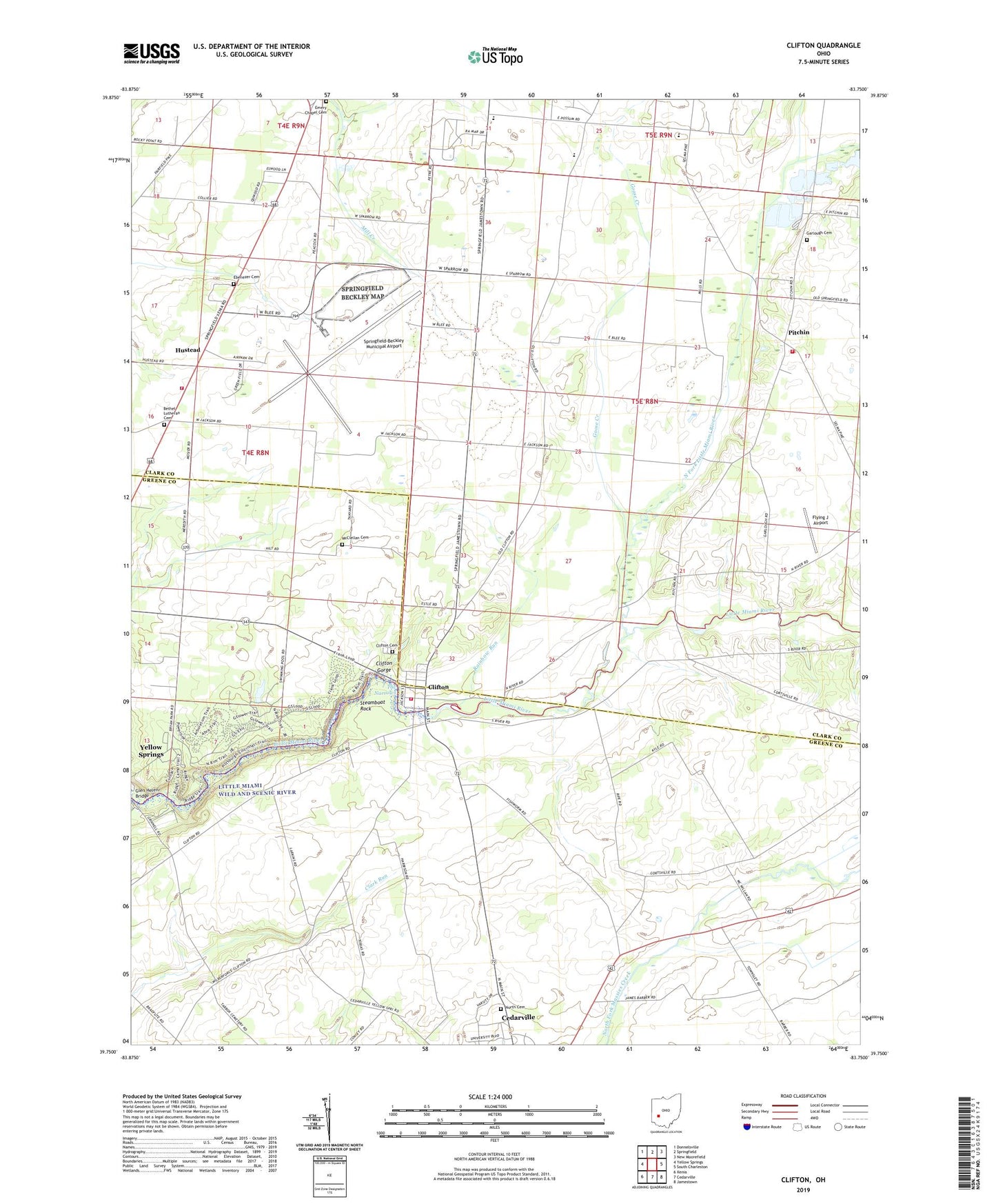 Clifton Ohio US Topo Map Image