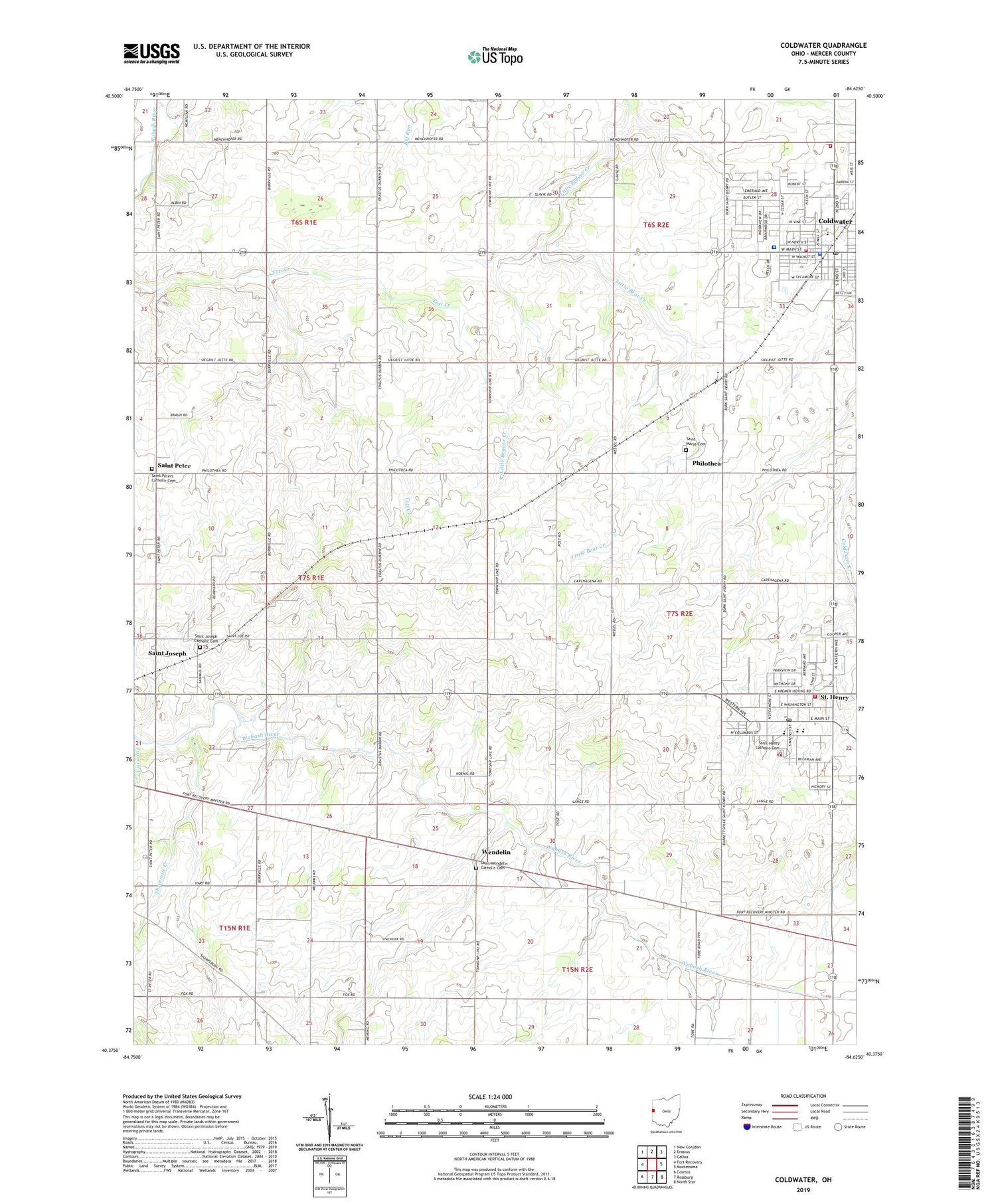 Coldwater Ohio US Topo Map Image