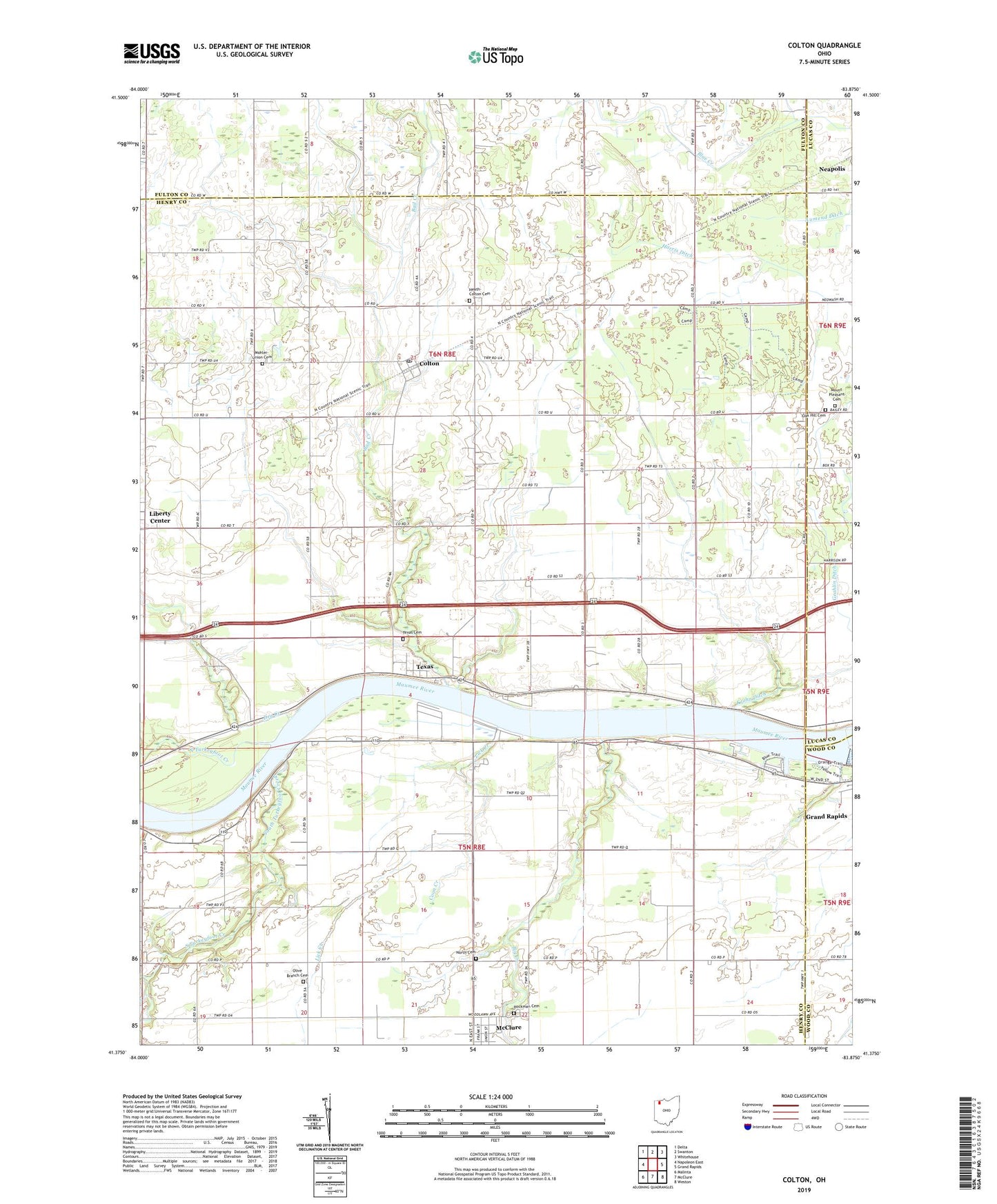 Colton Ohio US Topo Map Image