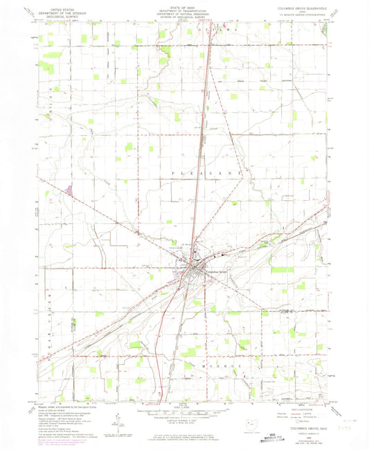 Classic USGS Columbus Grove Ohio 7.5'x7.5' Topo Map Image