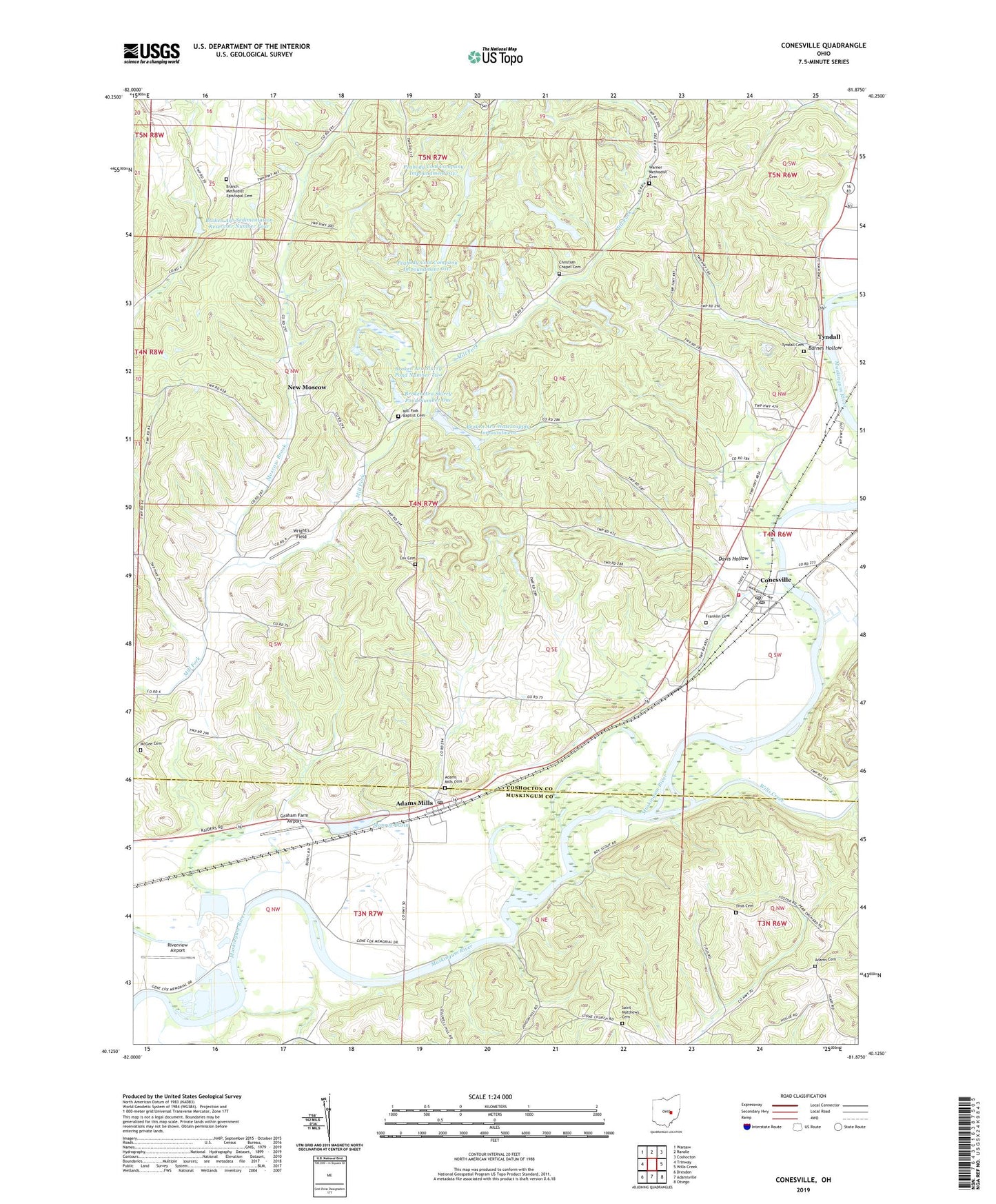 Conesville Ohio US Topo Map Image