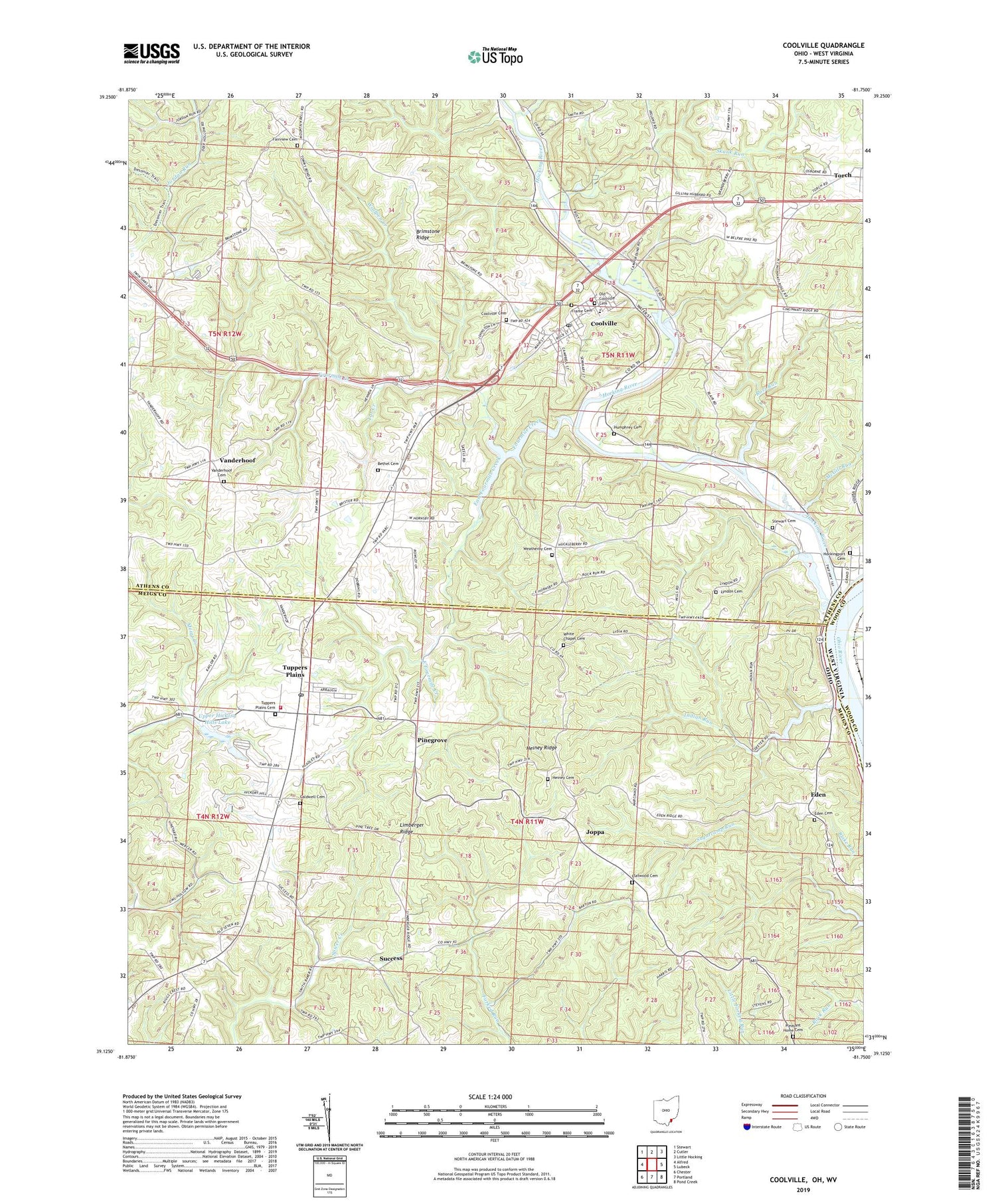 Coolville Ohio US Topo Map Image