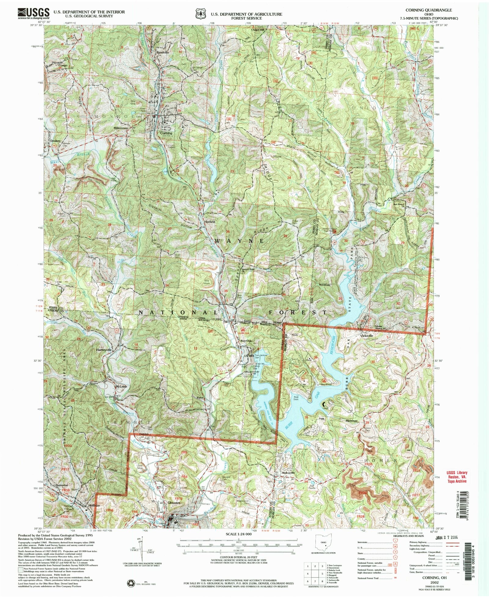 Classic USGS Corning Ohio 7.5'x7.5' Topo Map MyTopo Map Store
