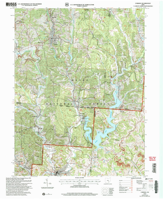 Classic USGS Corning Ohio 7.5'x7.5' Topo Map Image