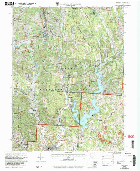 Classic USGS Corning Ohio 7.5'x7.5' Topo Map Image