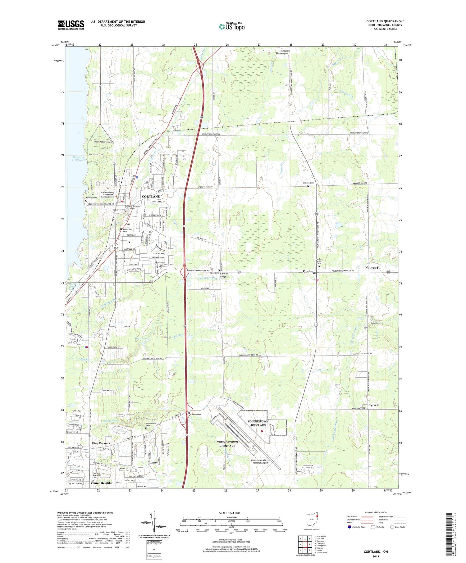 Cortland Ohio US Topo Map Image