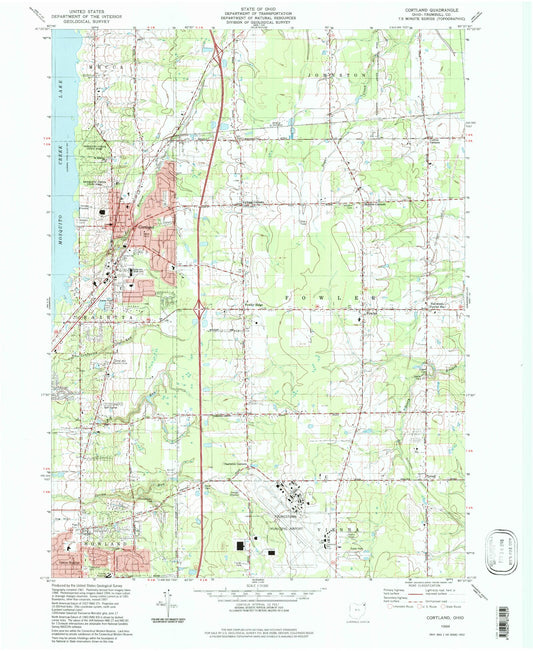 Classic USGS Cortland Ohio 7.5'x7.5' Topo Map Image