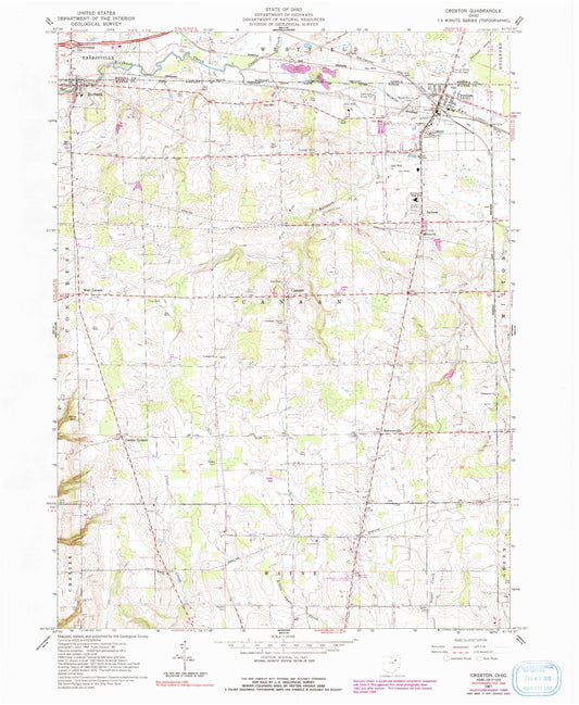Classic USGS Creston Ohio 7.5'x7.5' Topo Map Image