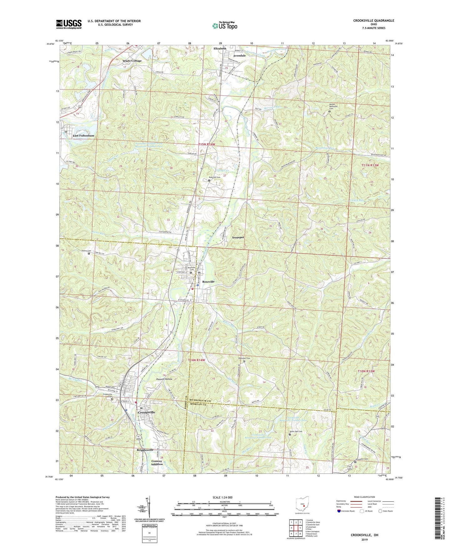 Crooksville Ohio US Topo Map Image