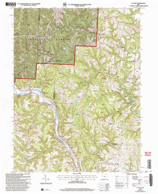 Classic USGS Cutler Ohio 7.5'x7.5' Topo Map Image