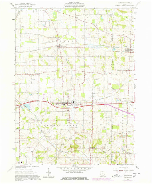 Classic USGS Dalton Ohio 7.5'x7.5' Topo Map Image