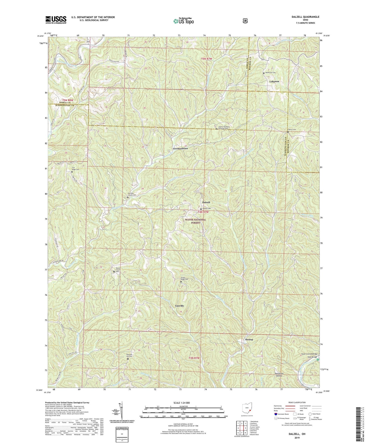 Dalzell Ohio US Topo Map Image