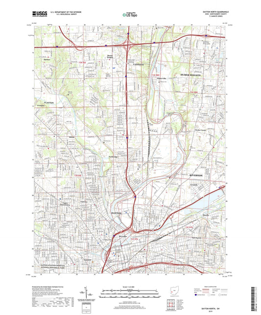 Dayton North Ohio US Topo Map Image