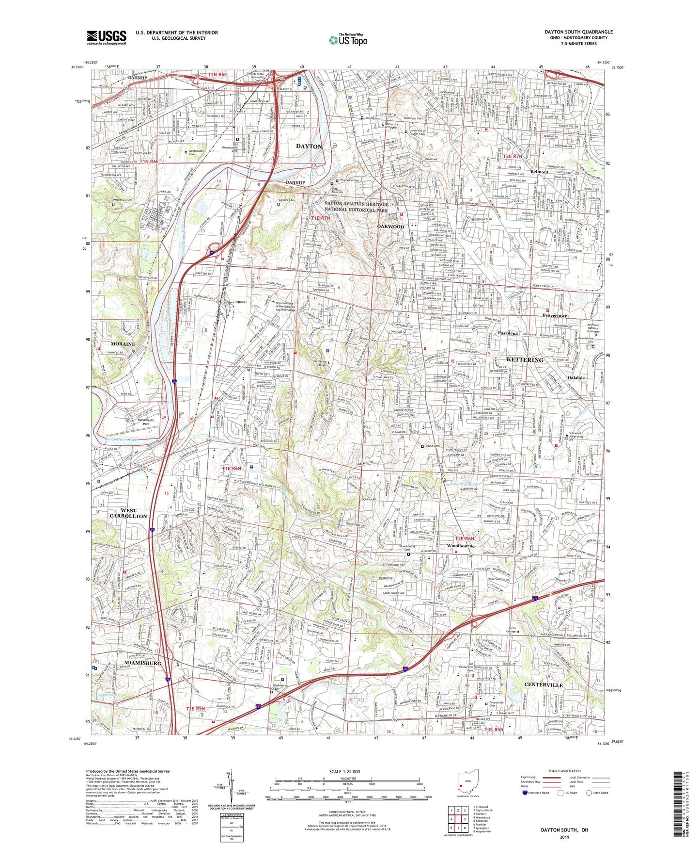 Dayton South Ohio US Topo Map Image