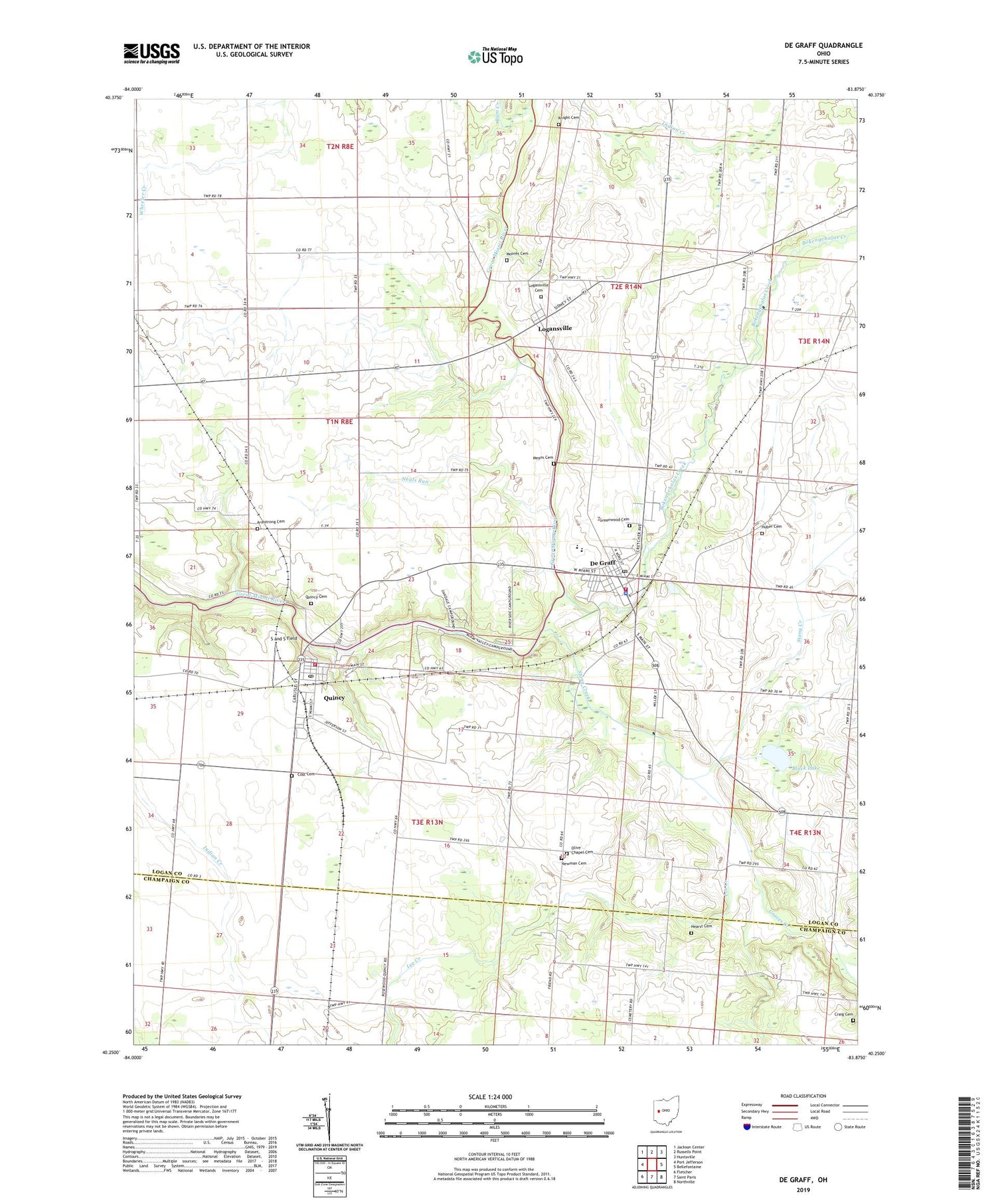 De Graff Ohio US Topo Map Image