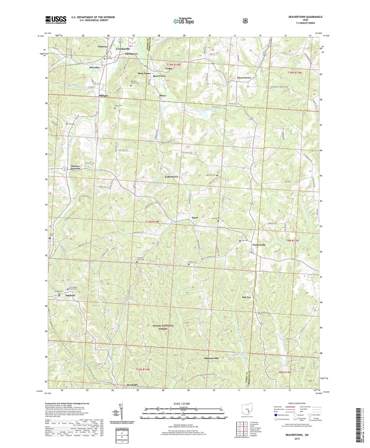 Deavertown Ohio US Topo Map Image