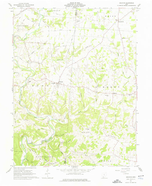 Classic USGS Decatur Ohio 7.5'x7.5' Topo Map Image