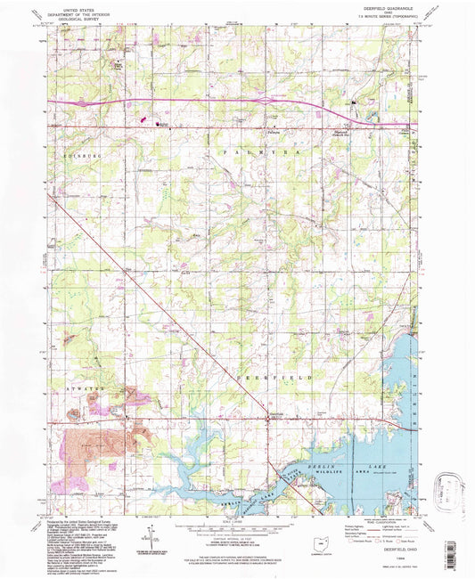 Classic USGS Deerfield Ohio 7.5'x7.5' Topo Map Image