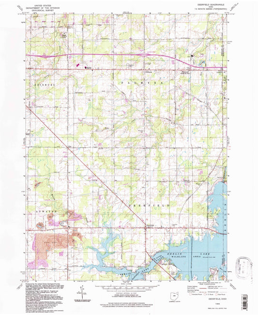 Classic USGS Deerfield Ohio 7.5'x7.5' Topo Map Image