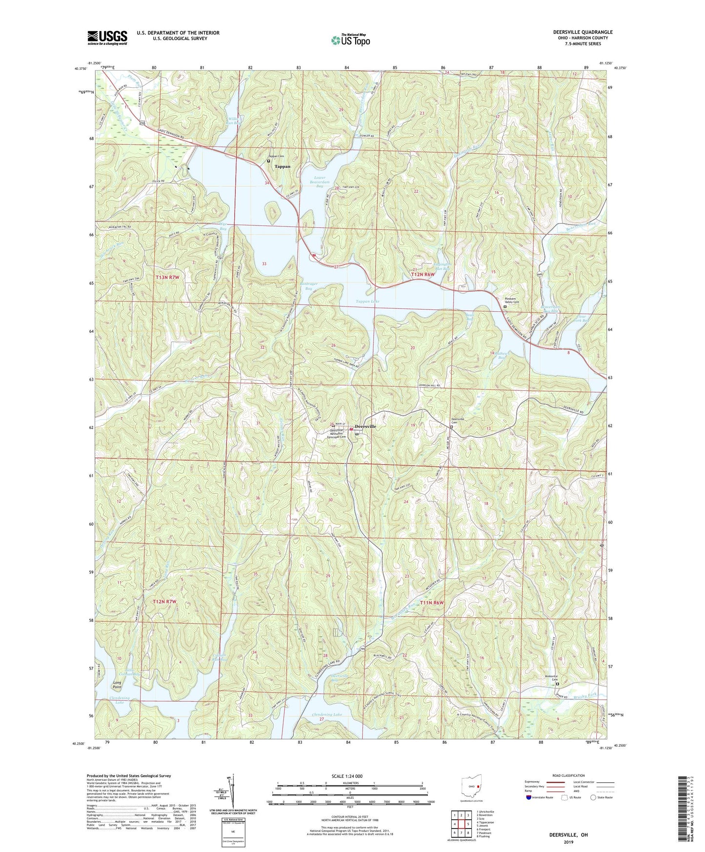 Deersville Ohio US Topo Map Image