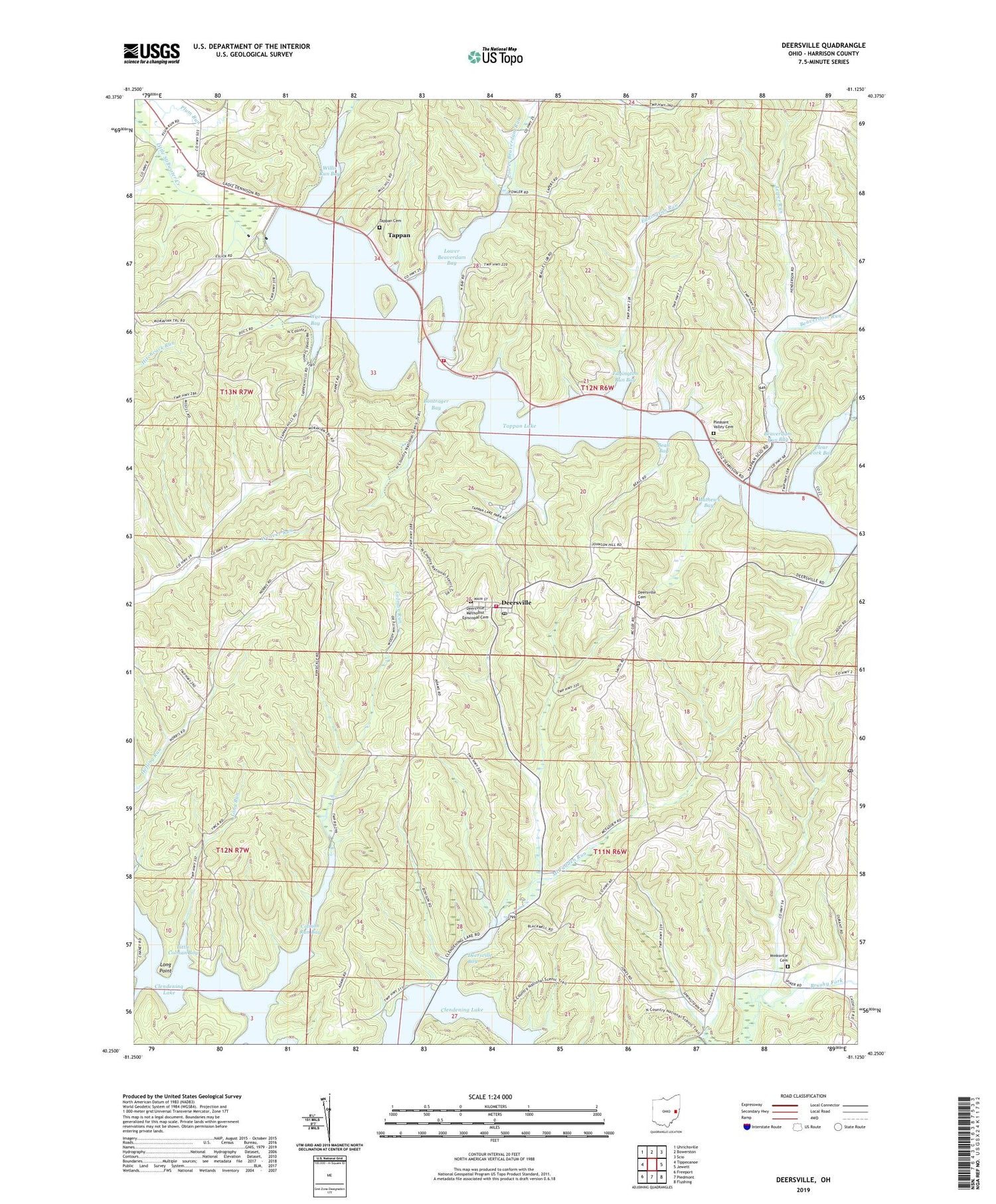 Deersville Ohio US Topo Map Image