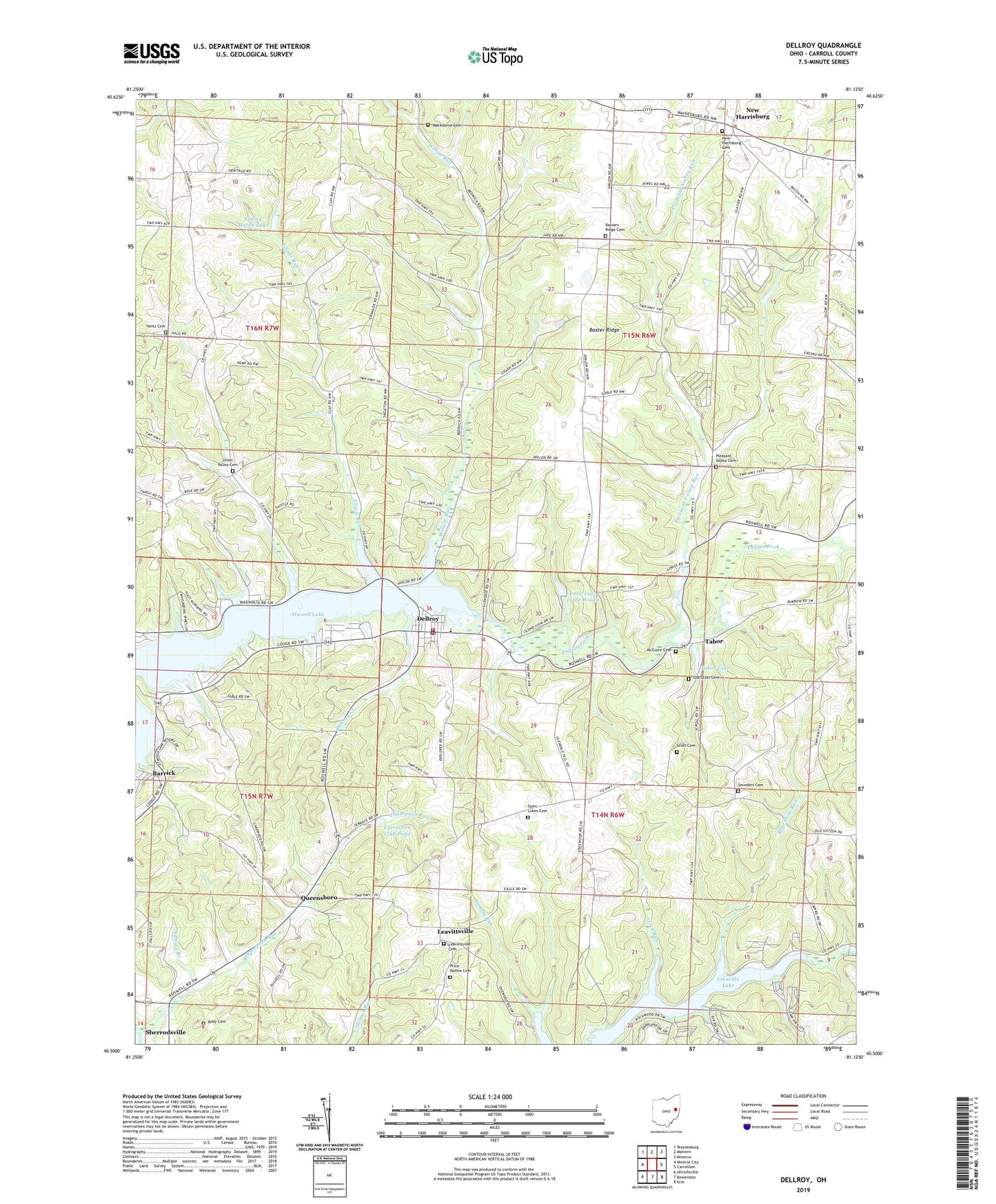 Dellroy Ohio US Topo Map Image