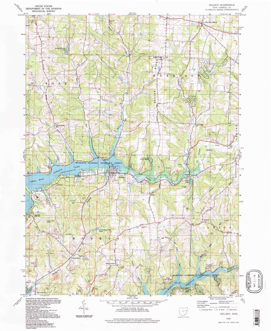 Classic USGS Dellroy Ohio 7.5'x7.5' Topo Map Image