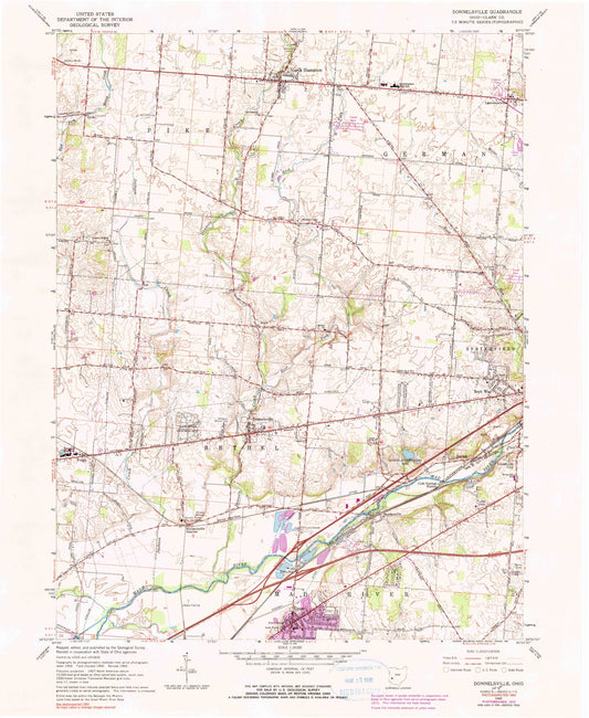 Classic USGS Donnelsville Ohio 7.5'x7.5' Topo Map Image