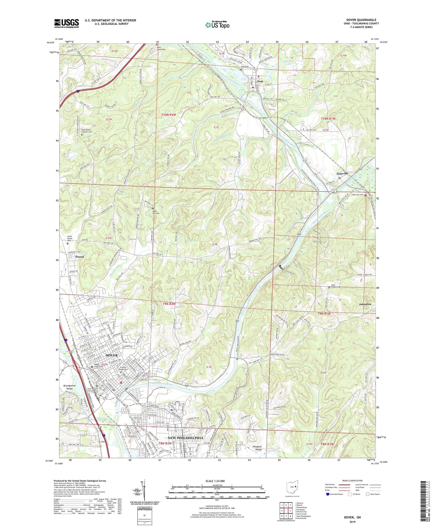 Dover Ohio US Topo Map Image