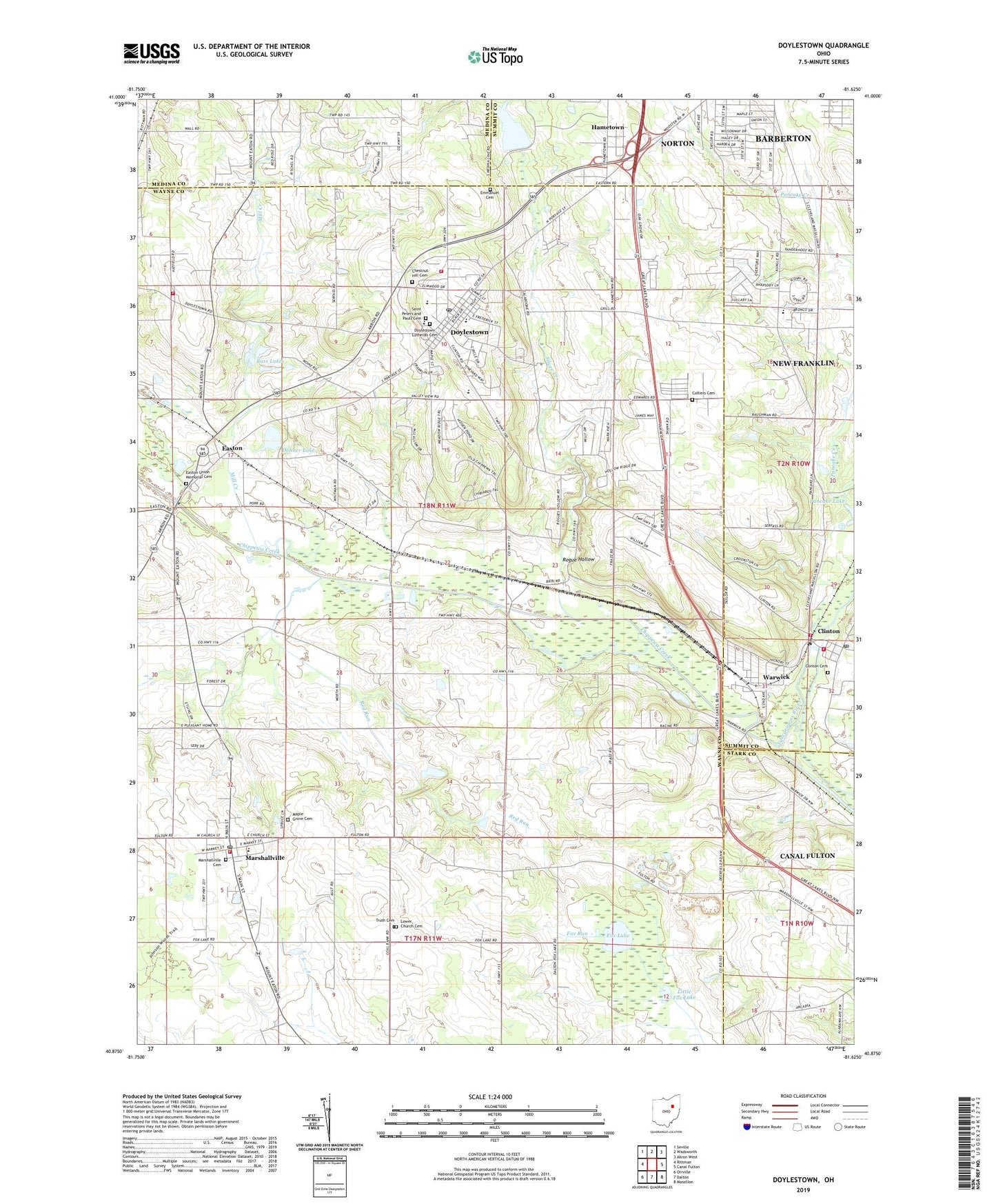 Doylestown Ohio US Topo Map Image