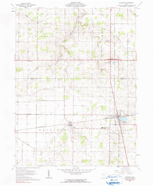 Classic USGS Dunkirk Ohio 7.5'x7.5' Topo Map Image