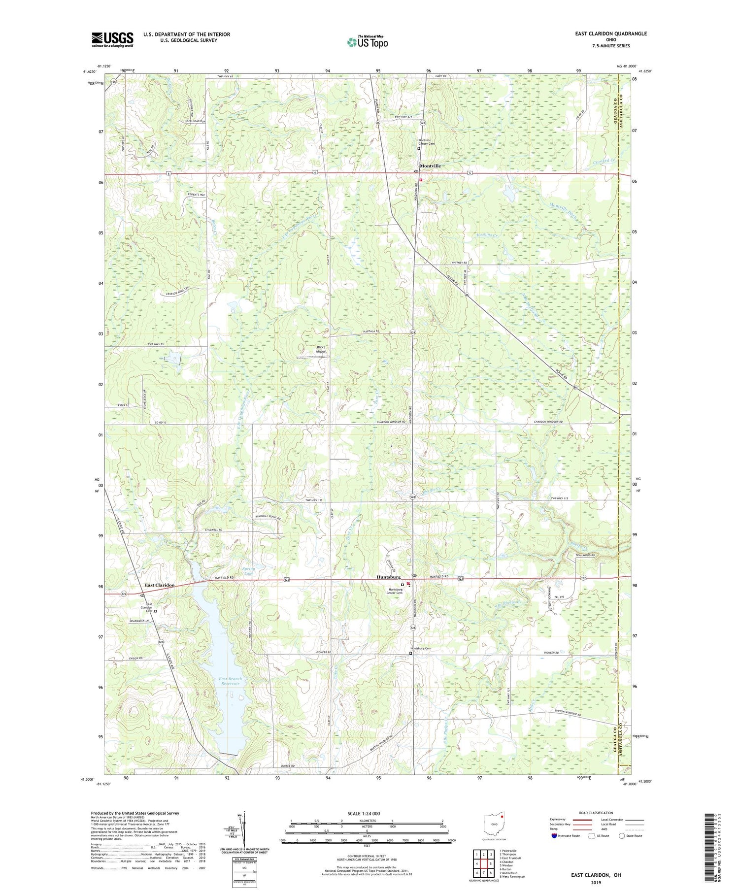East Claridon Ohio US Topo Map Image