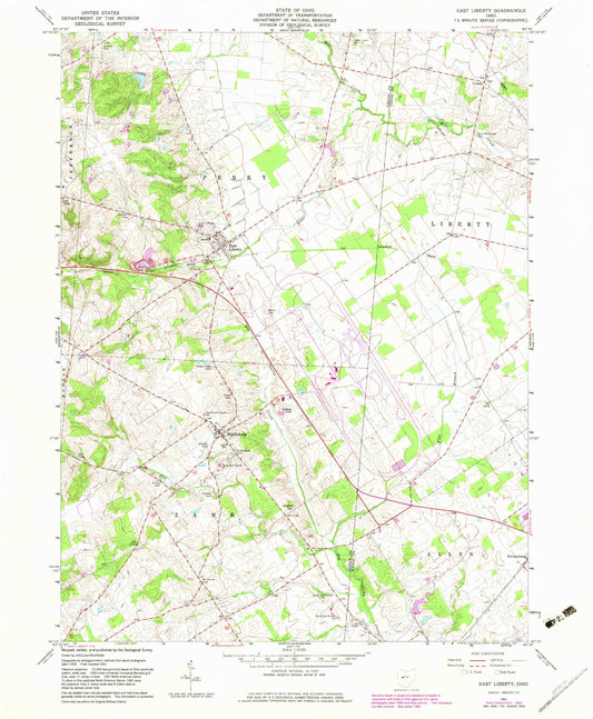 Classic USGS East Liberty Ohio 7.5'x7.5' Topo Map Image