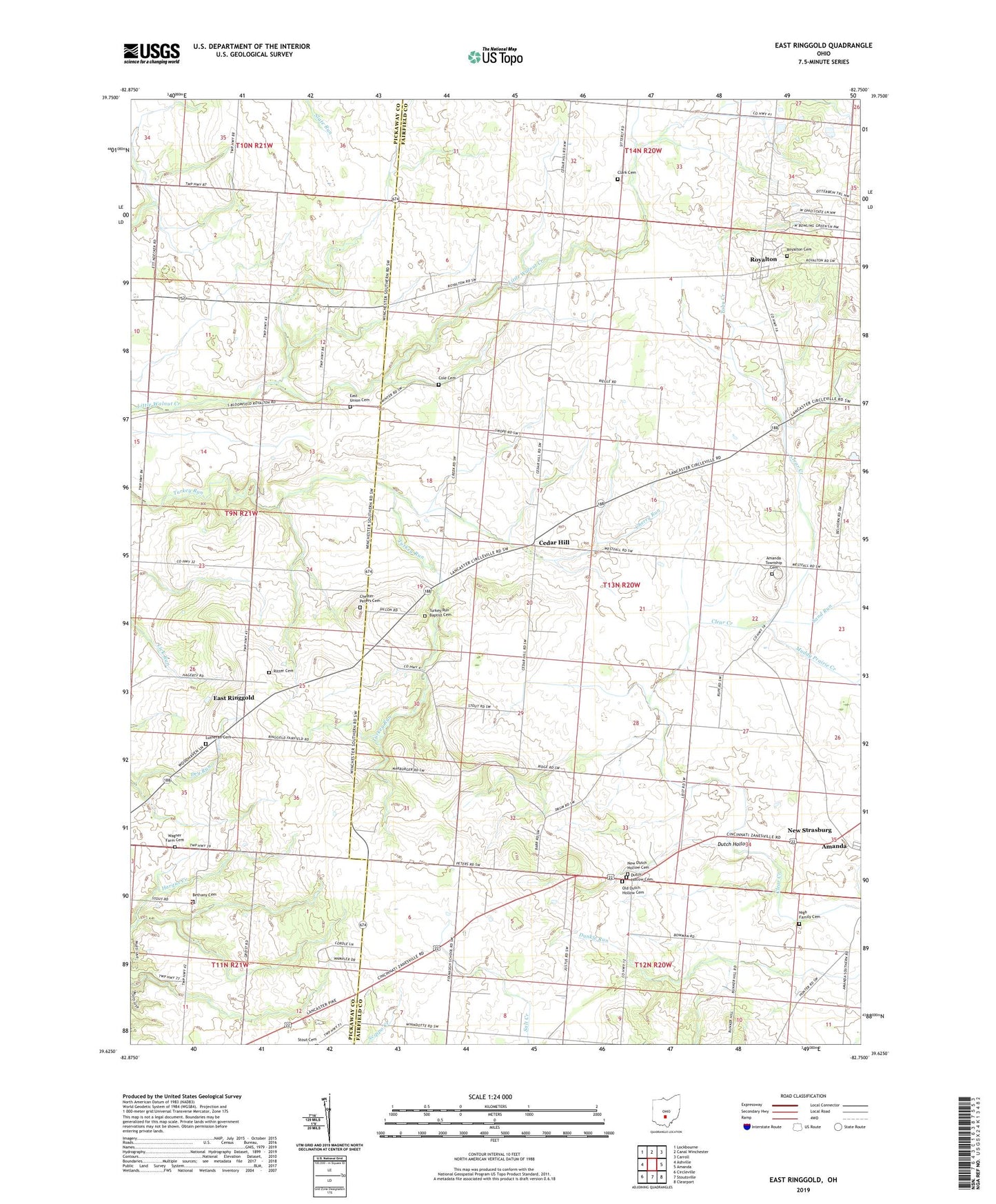 East Ringgold Ohio US Topo Map Image