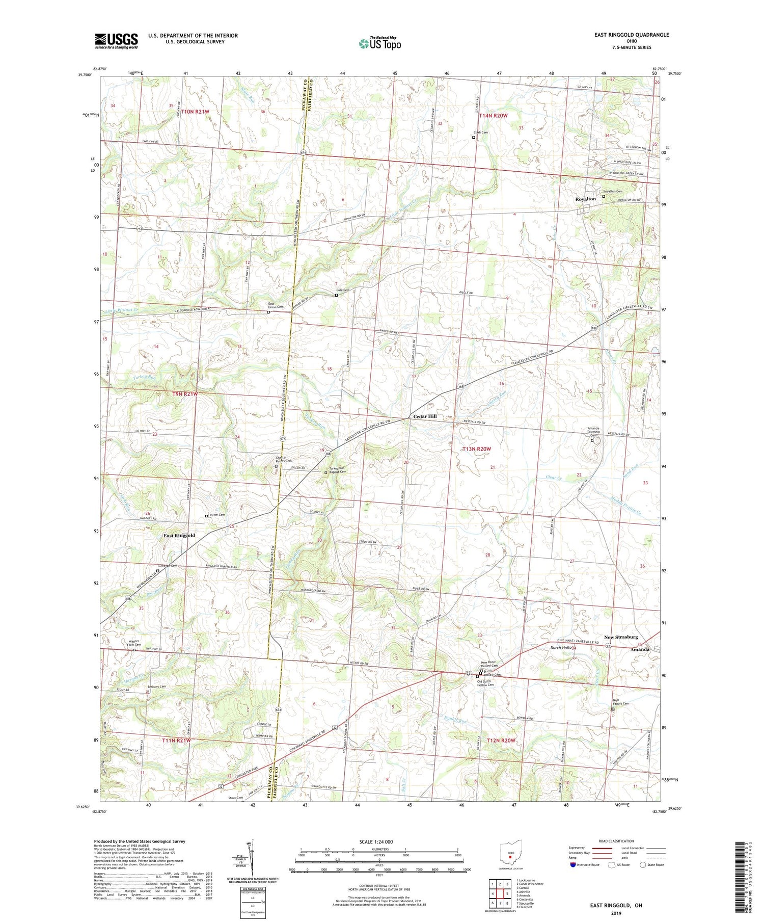 East Ringgold Ohio US Topo Map Image