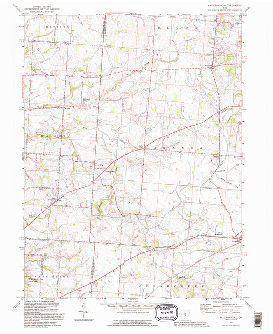 Classic USGS East Ringgold Ohio 7.5'x7.5' Topo Map Image