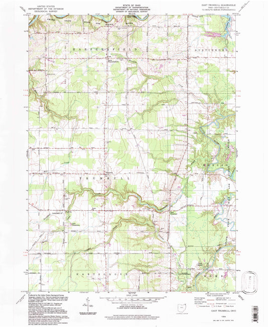 Classic USGS East Trumbull Ohio 7.5'x7.5' Topo Map Image