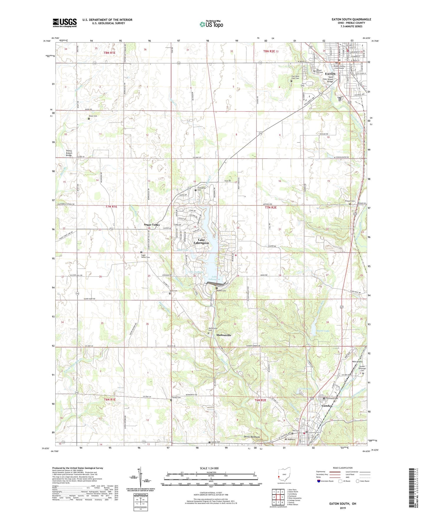 Eaton South Ohio US Topo Map Image