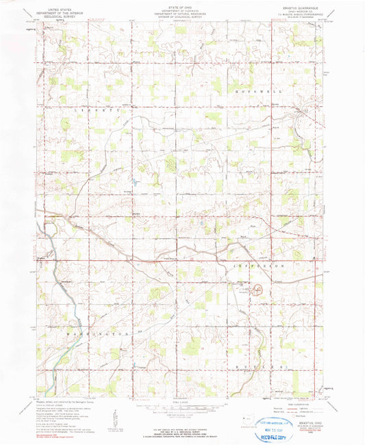 Classic USGS Erastus Ohio 7.5'x7.5' Topo Map Image