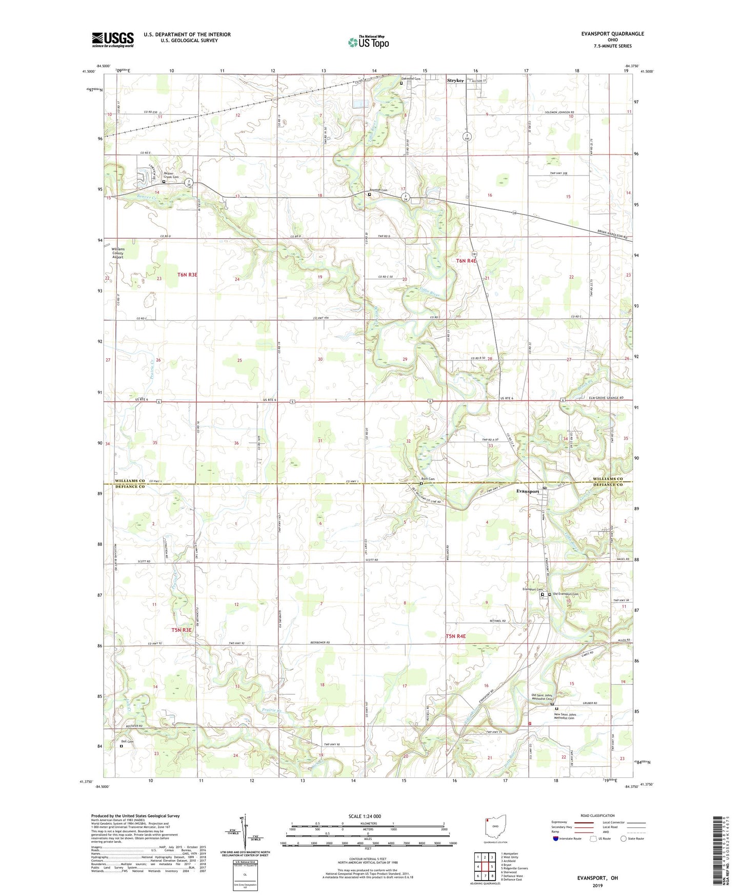 Evansport Ohio US Topo Map Image