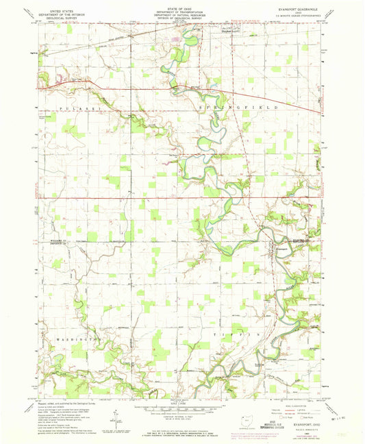 Classic USGS Evansport Ohio 7.5'x7.5' Topo Map Image