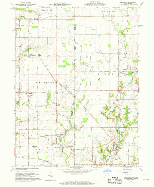 Classic USGS Fairhaven Ohio 7.5'x7.5' Topo Map Image