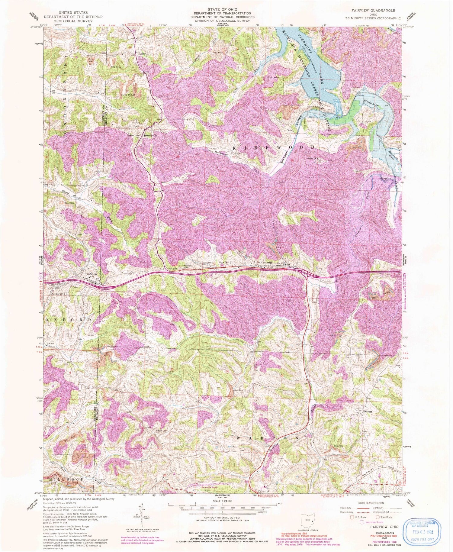 Classic USGS Fairview Ohio 7.5'x7.5' Topo Map Image
