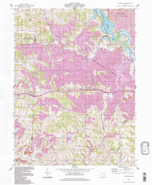Classic USGS Fairview Ohio 7.5'x7.5' Topo Map Image