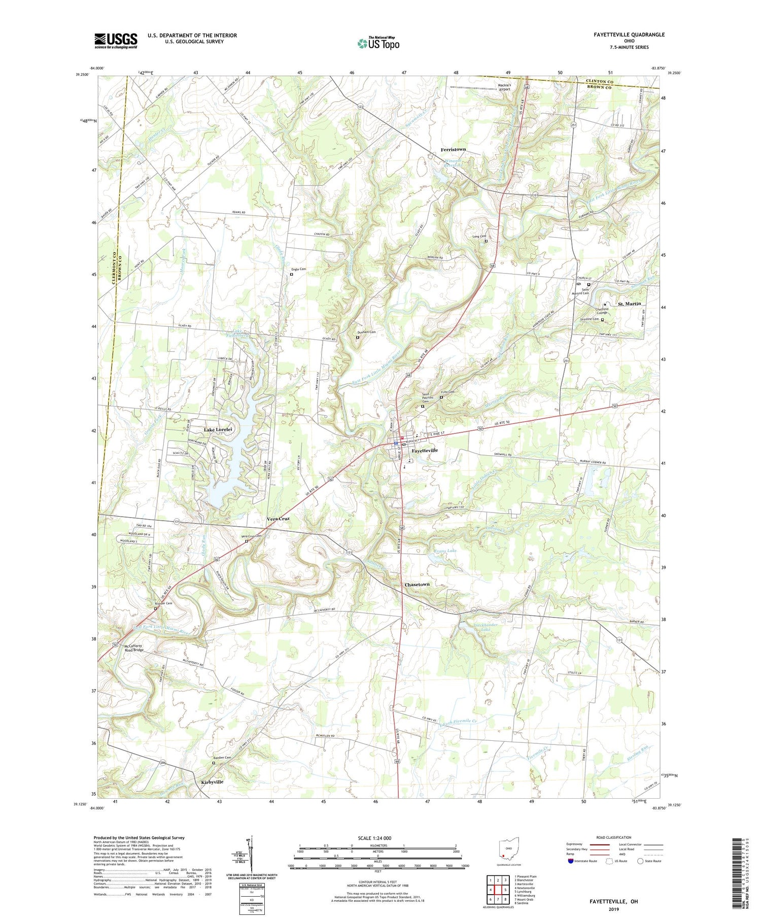 Fayetteville Ohio US Topo Map Image