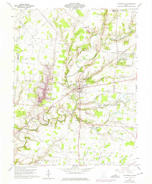 Classic USGS Fayetteville Ohio 7.5'x7.5' Topo Map Image
