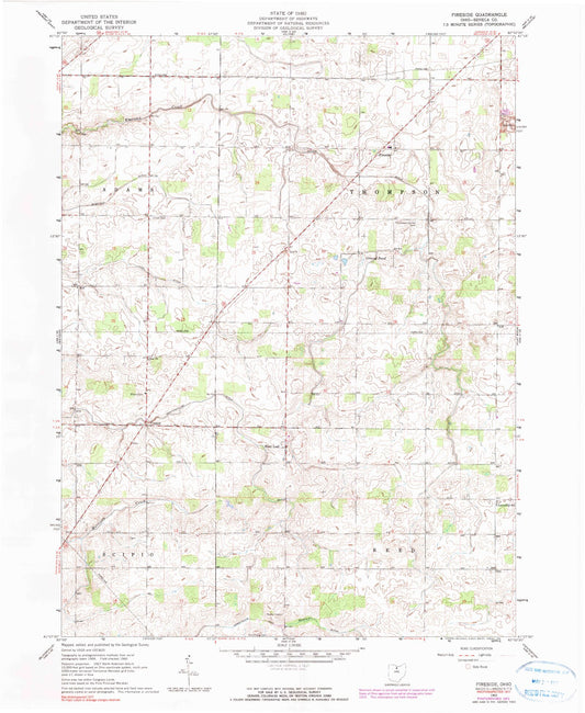 Classic USGS Fireside Ohio 7.5'x7.5' Topo Map Image
