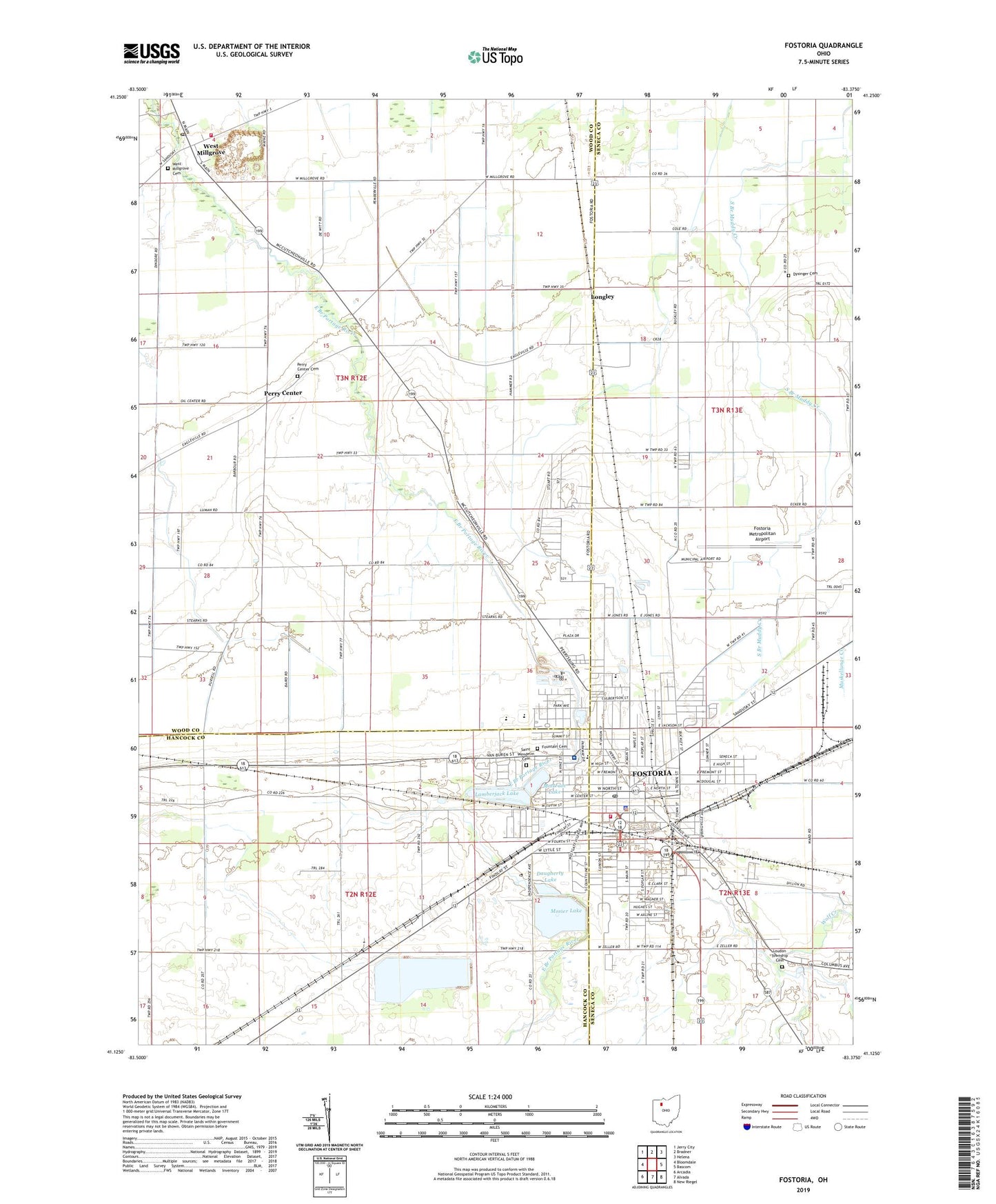 Fostoria Ohio US Topo Map Image