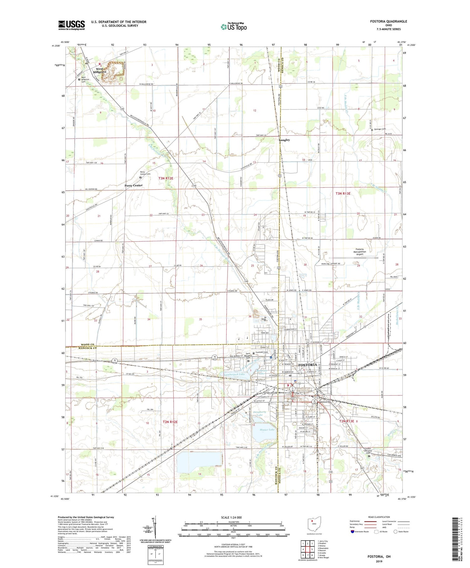 Fostoria Ohio US Topo Map Image
